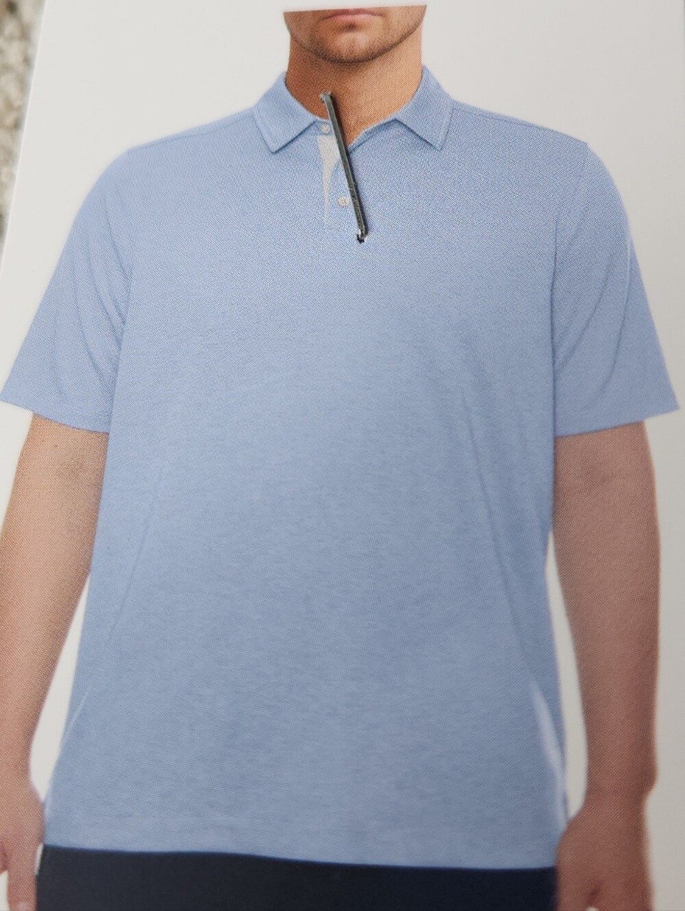 Men's Light Blue Sweater Short Sleeve Polo - Age Of Wisdom - M